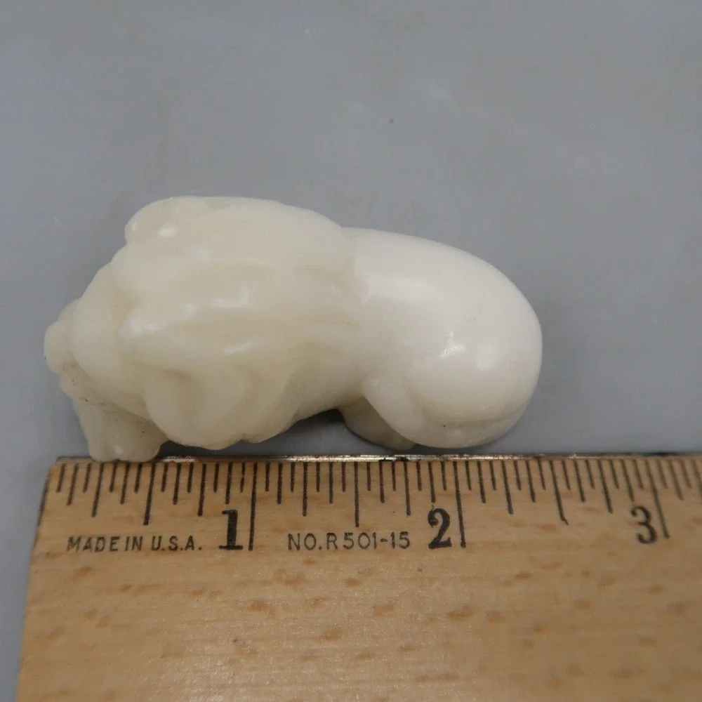 Handcarved White Marble Lion Crystal Safari Lion Figure Vintage